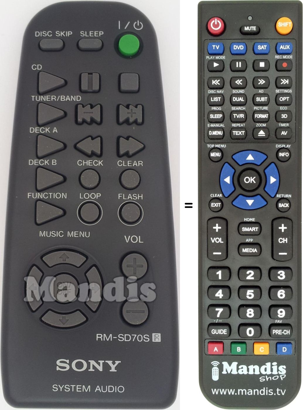 Replacement remote control Sony RMSD70S