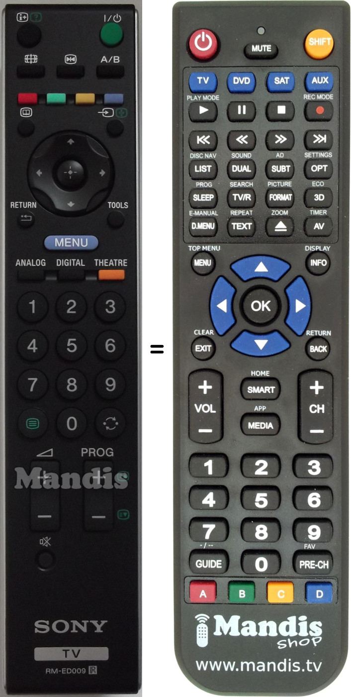 Replacement remote control Sony RM-ED009