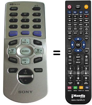 Télécommande équivalente RMX132 Télécommande équivalente RMX132