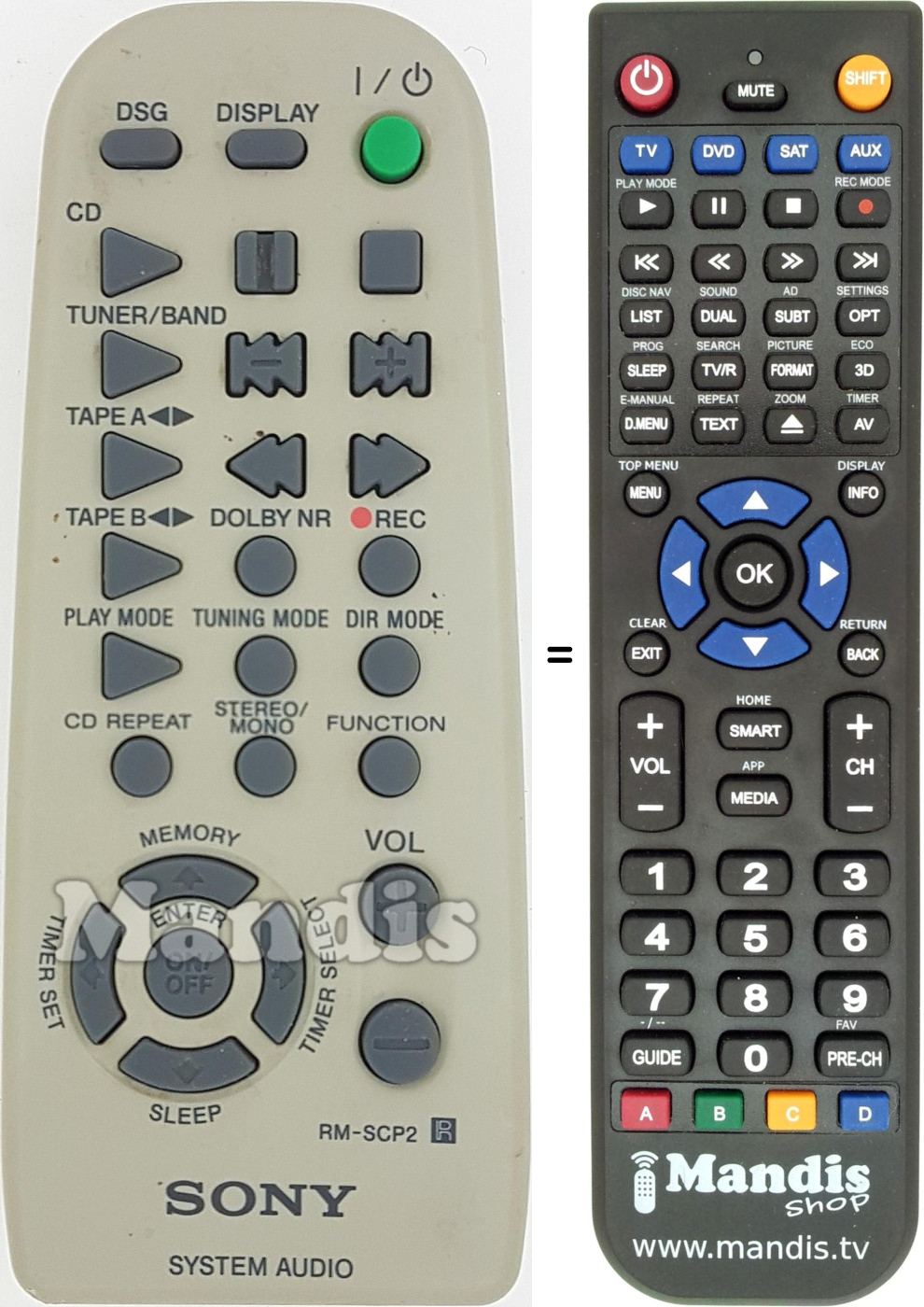 Replacement remote control Sony RM-SCP2