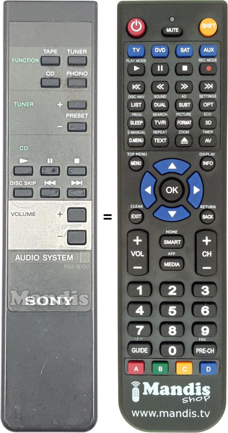 Replacement remote control Sony RM-S130