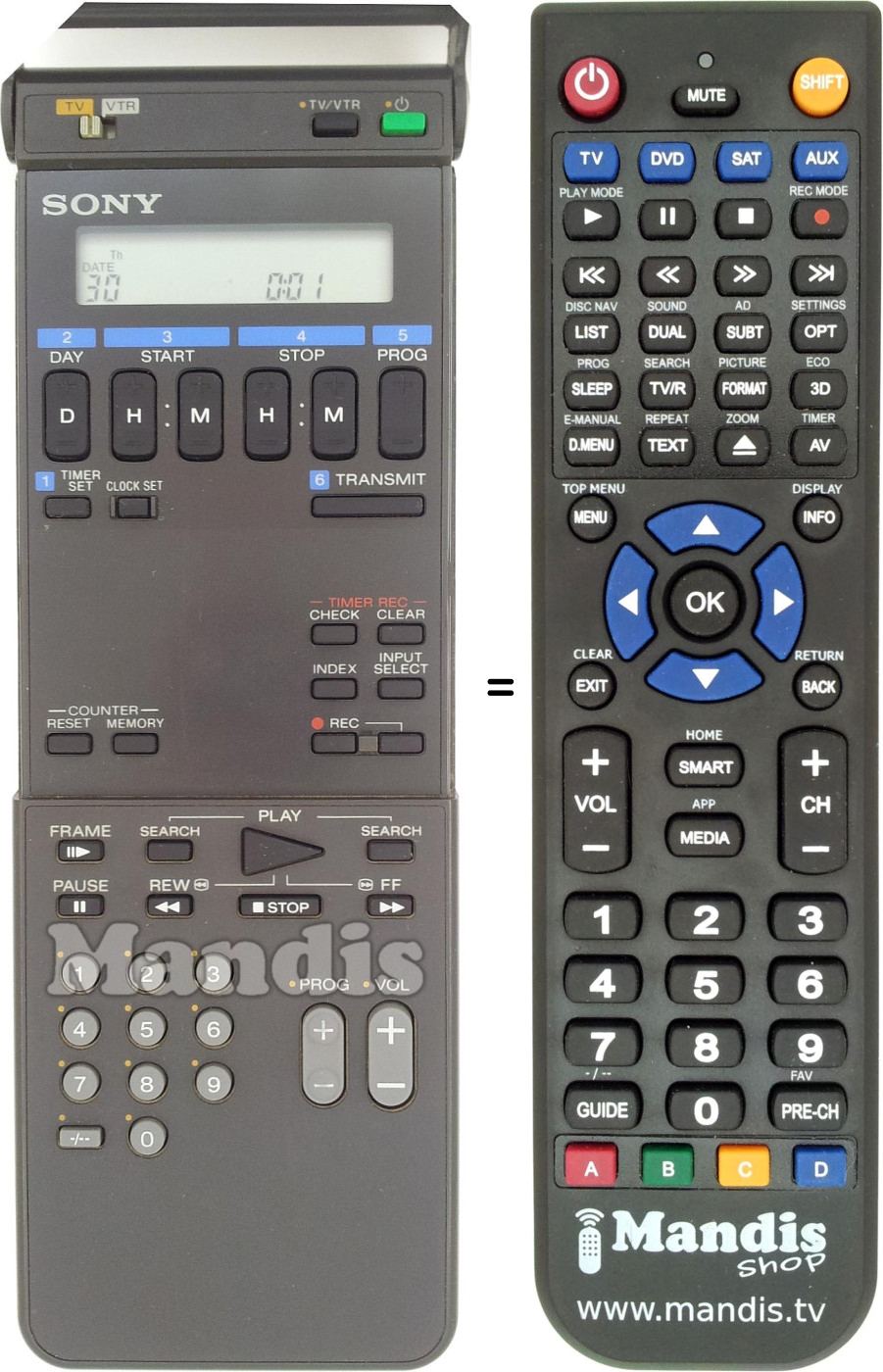Replacement remote control RMT-V126x