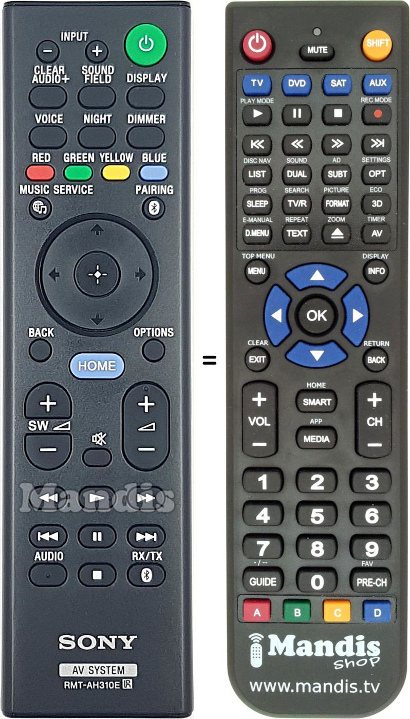 Replacement remote control Sony RMT-AH310E