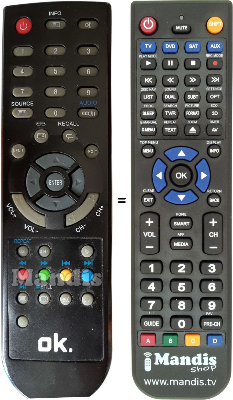 Replacement remote control OLE 190 B-A