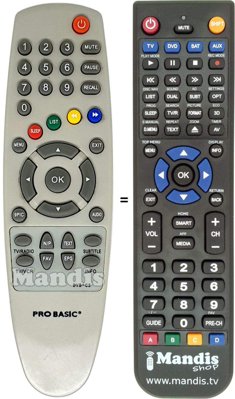 Telecomando equivalente PRO BASIC DVB-C3
