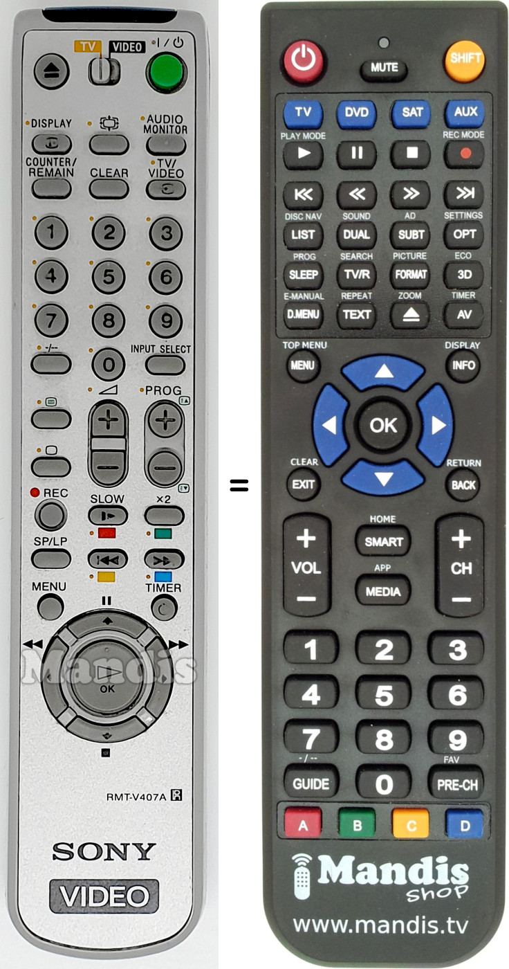 Replacement remote control RMT-V407A