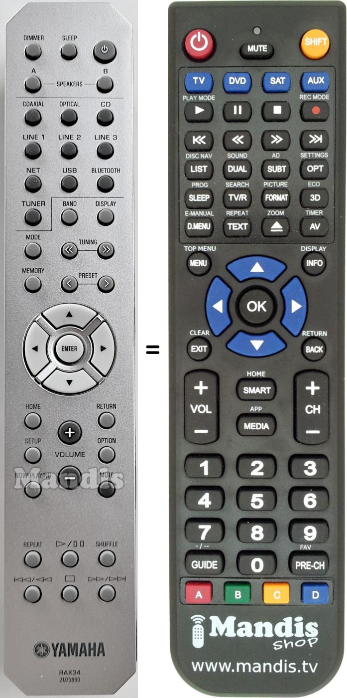Telecomando equivalente Yamaha RAX34