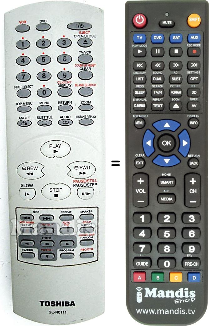 Telecomando equivalente Toshiba 6711R2N080E