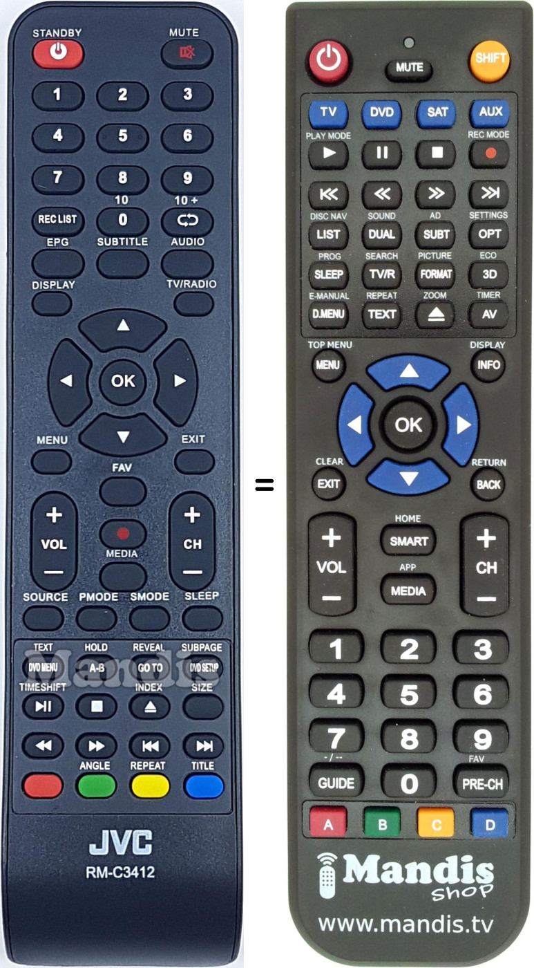 Gleichwertige Fernbedienung JVC RM-C3412