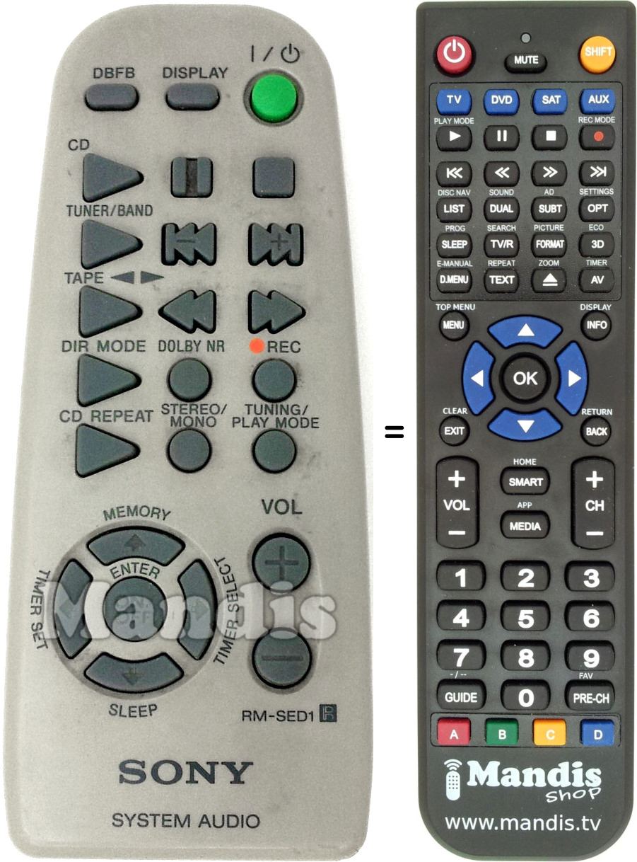 Télécommande équivalente Sony RM-SED1
