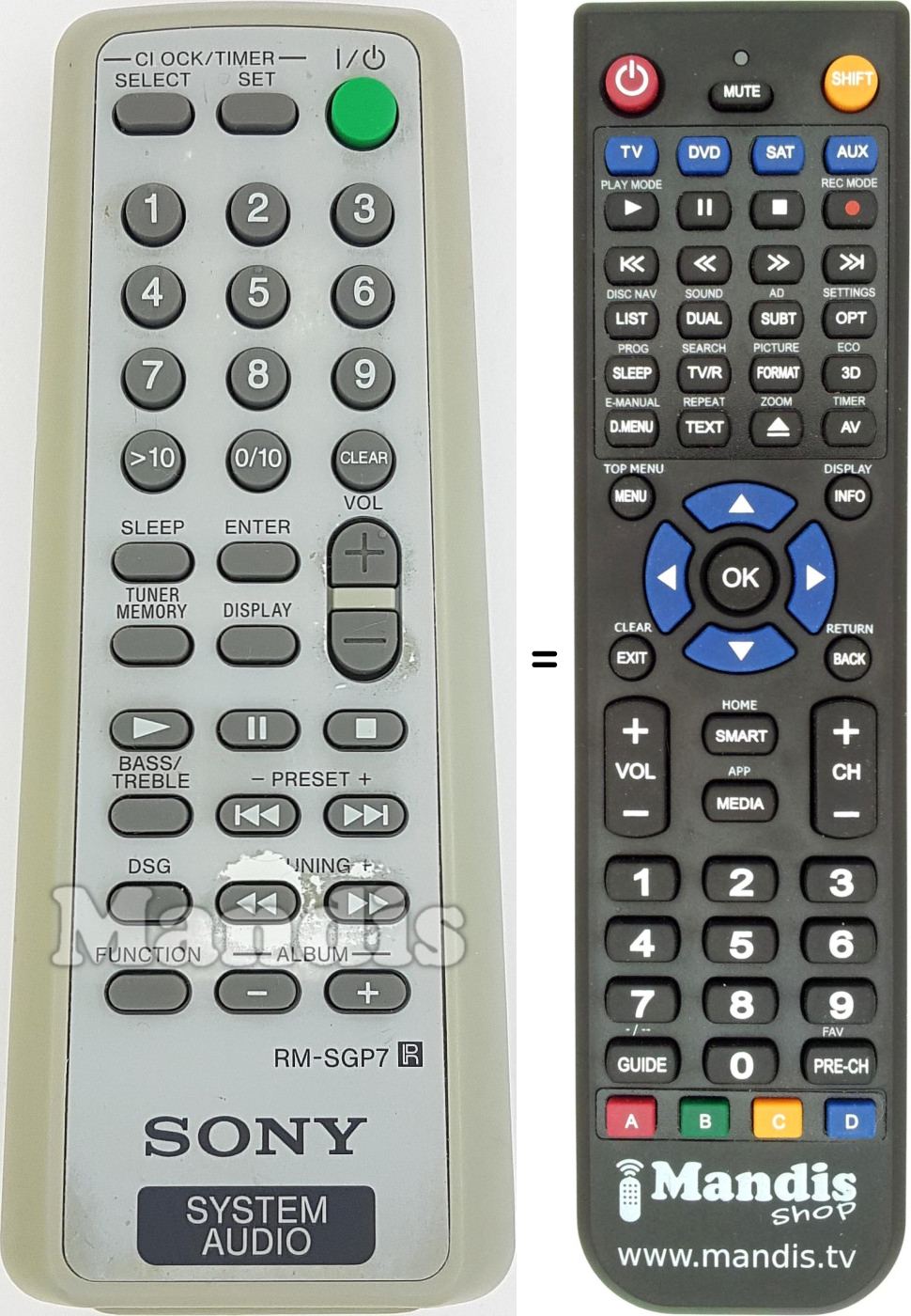 Replacement remote control Sony RM-SGP7