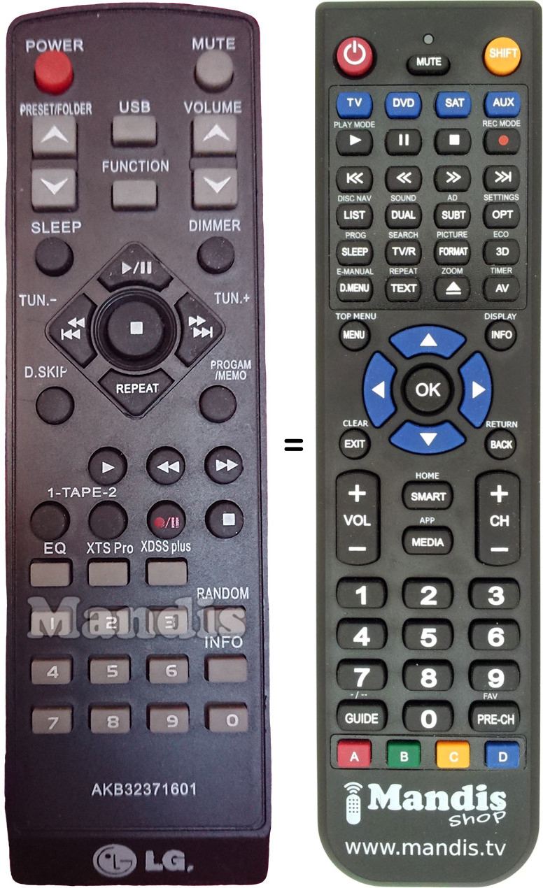 Replacement remote control LG AKB32371601
