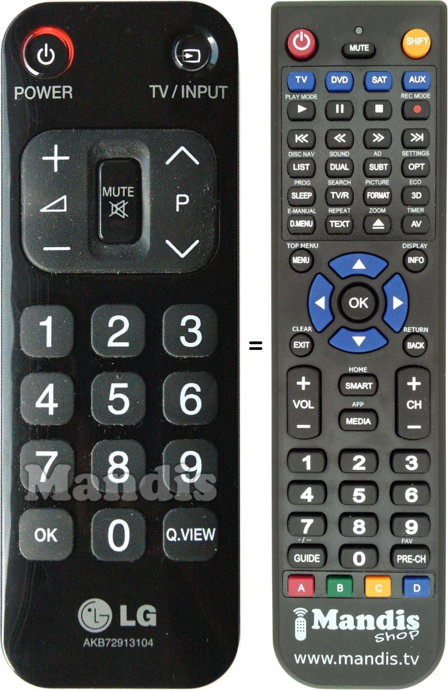 Replacement remote control LG AKB72913104