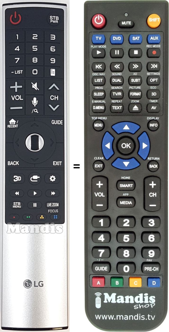 Replacement remote control LG AKB75455602