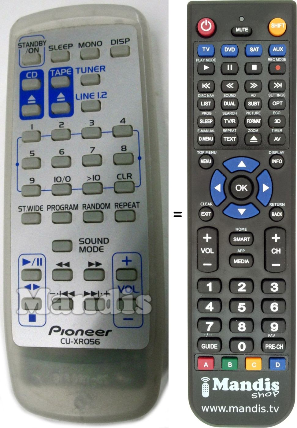 Telecomando equivalente Pioneer CU-XR056