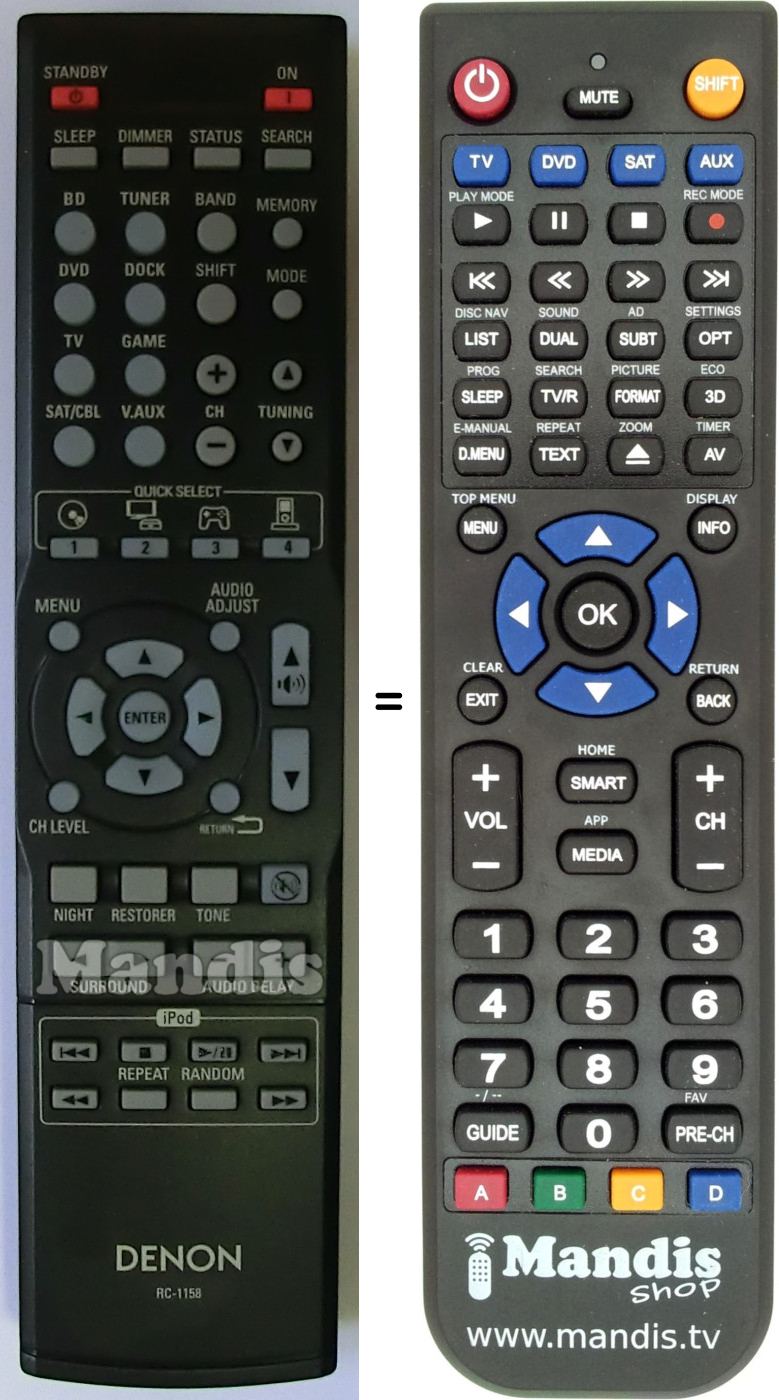 Replacement remote control Denon RC1158