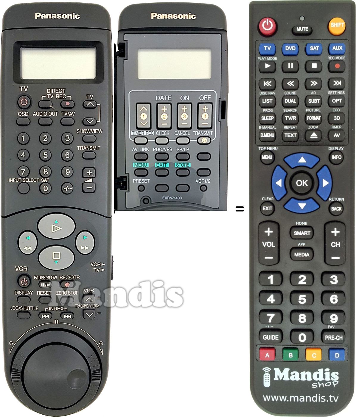 Telecomando equivalente Panasonic EUR571403