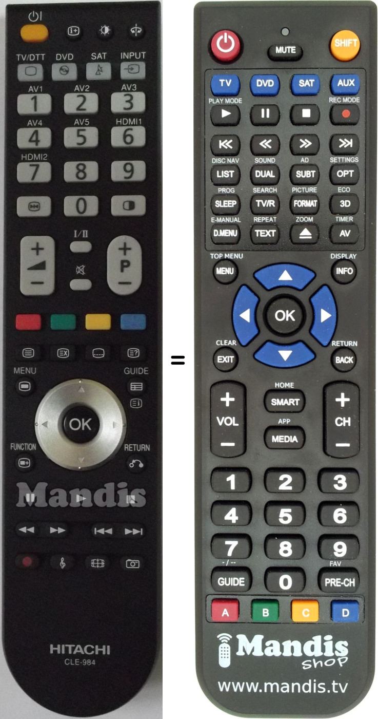Replacement remote control Hitachi CLE984