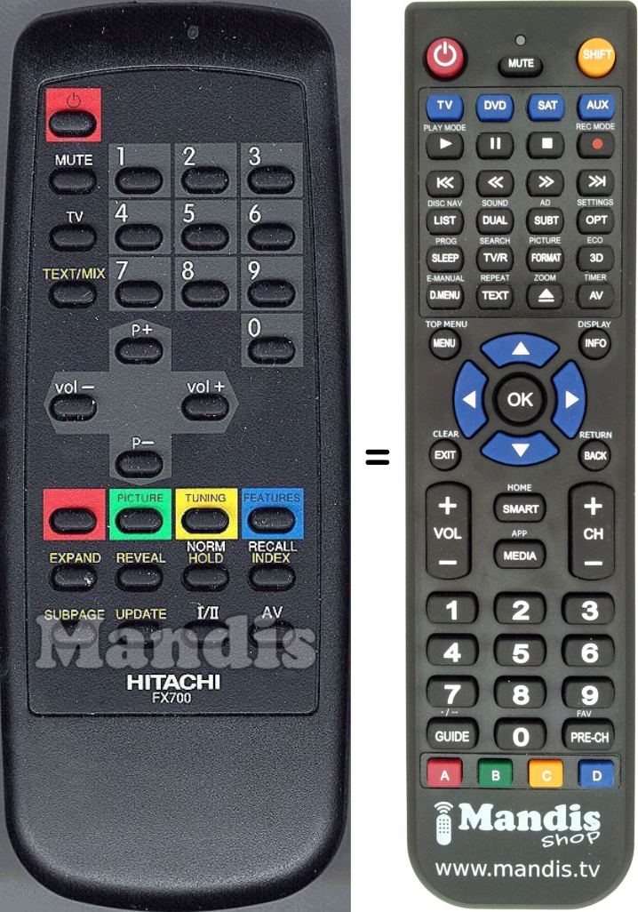 Replacement remote control Hitachi FX700