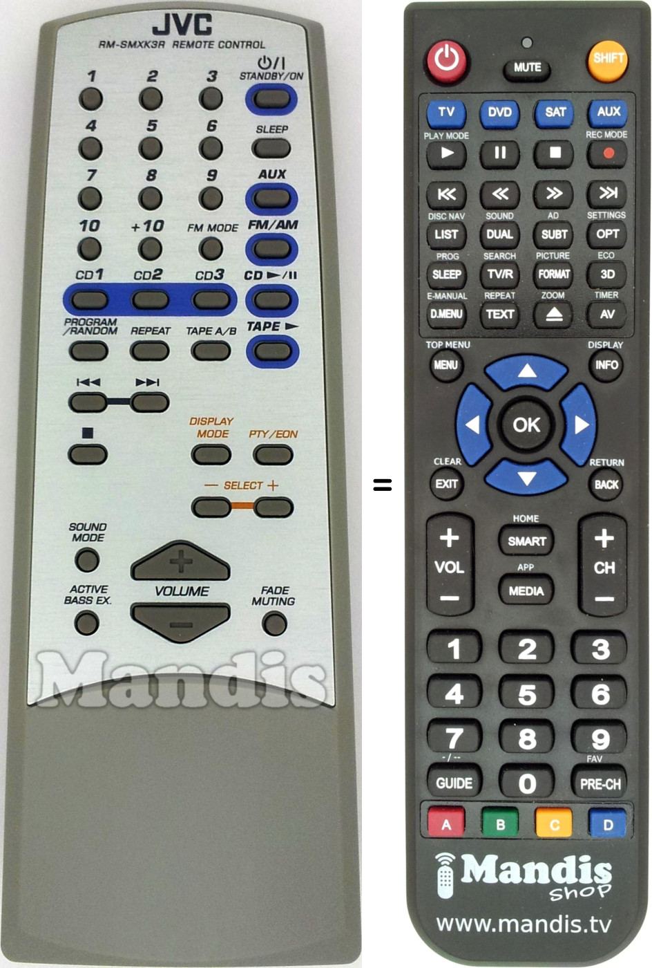 Replacement remote control JVC RM-SMXK3R