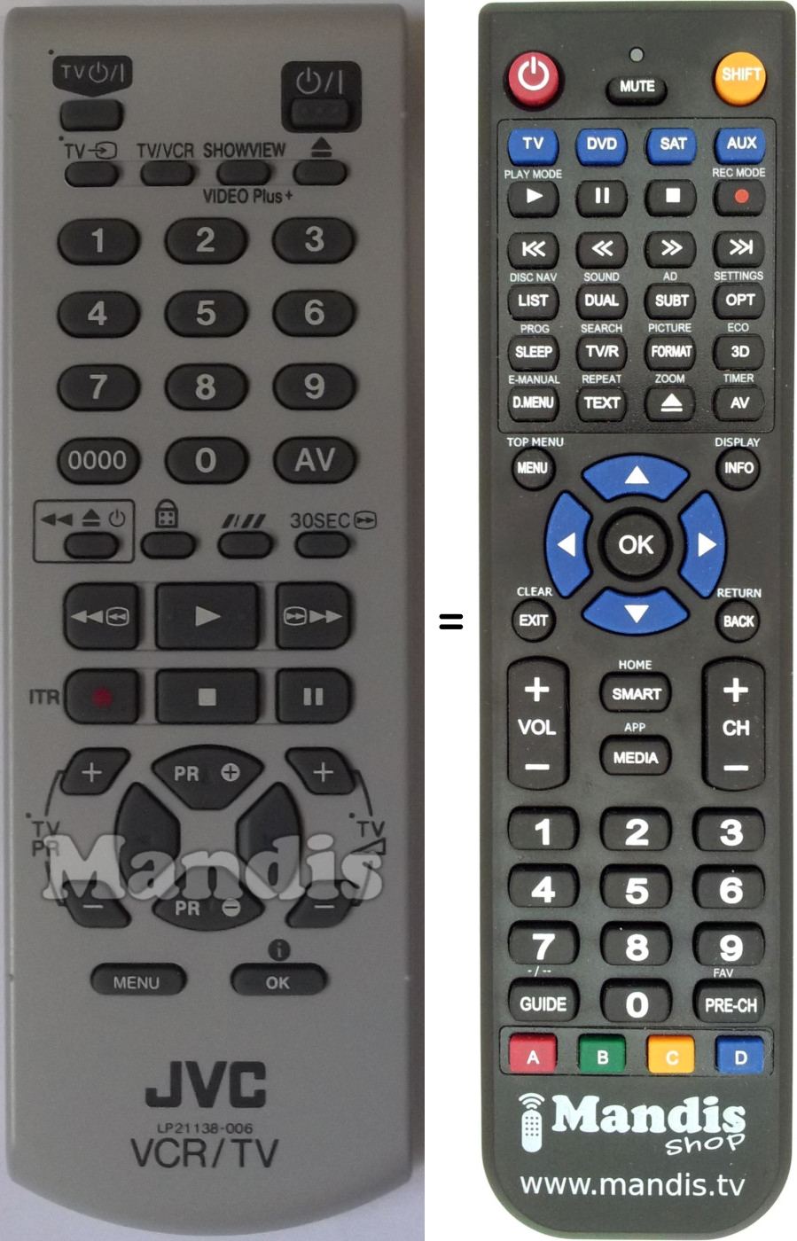 Replacement remote control JVC LP21138006