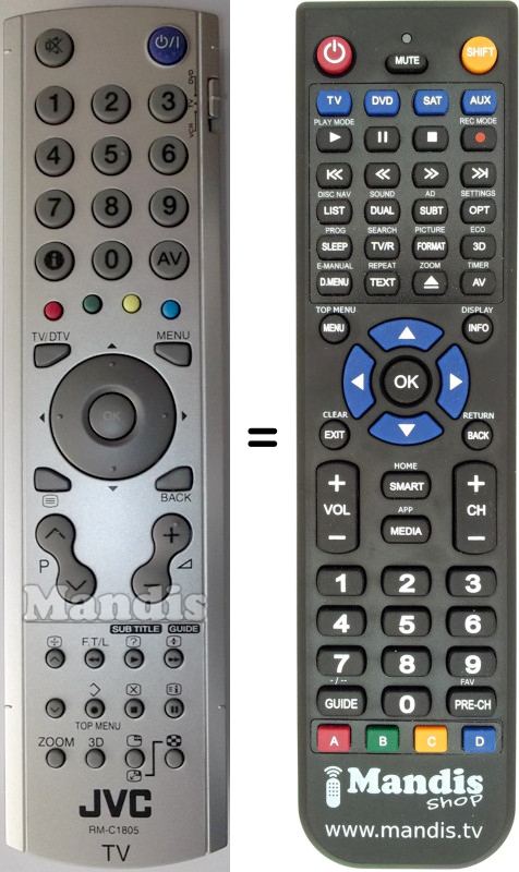 Replacement remote control JVC RM-C 1805