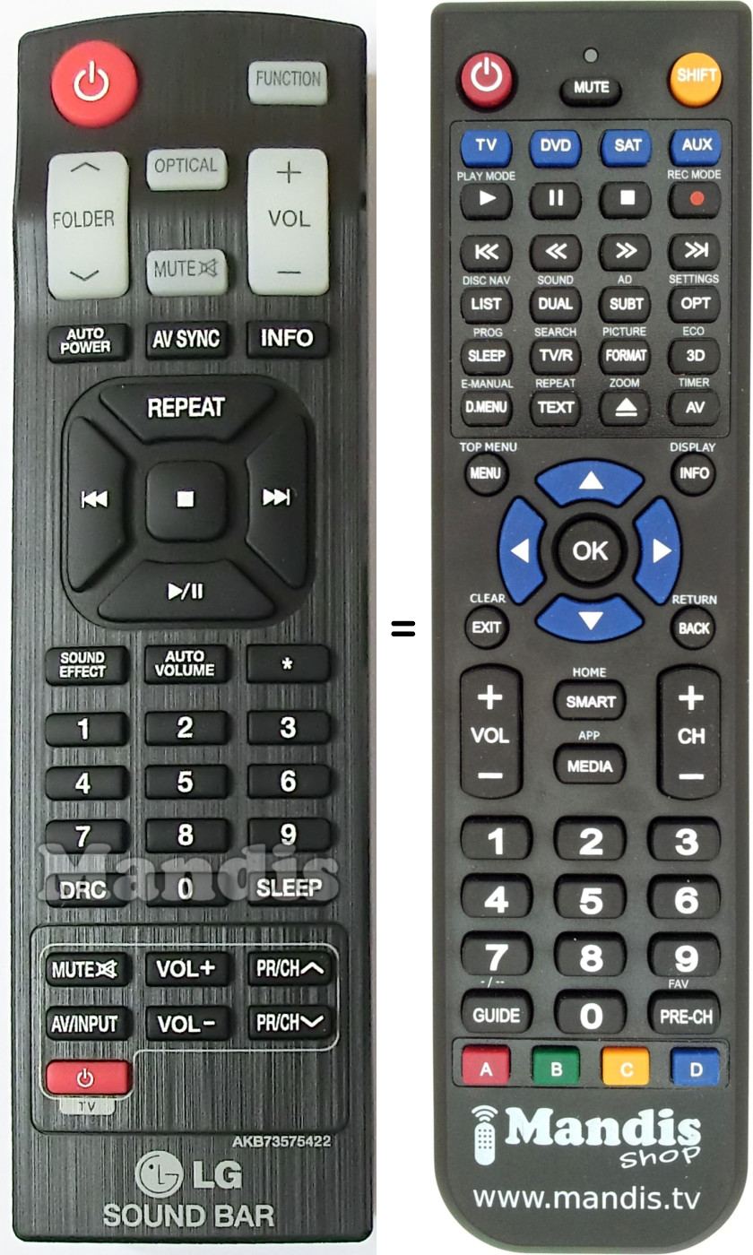Replacement remote control LG AKB73575422