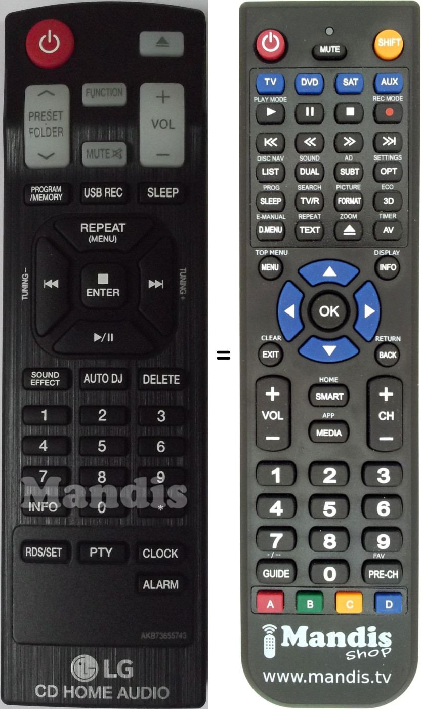 Replacement remote control LG AKB73655743