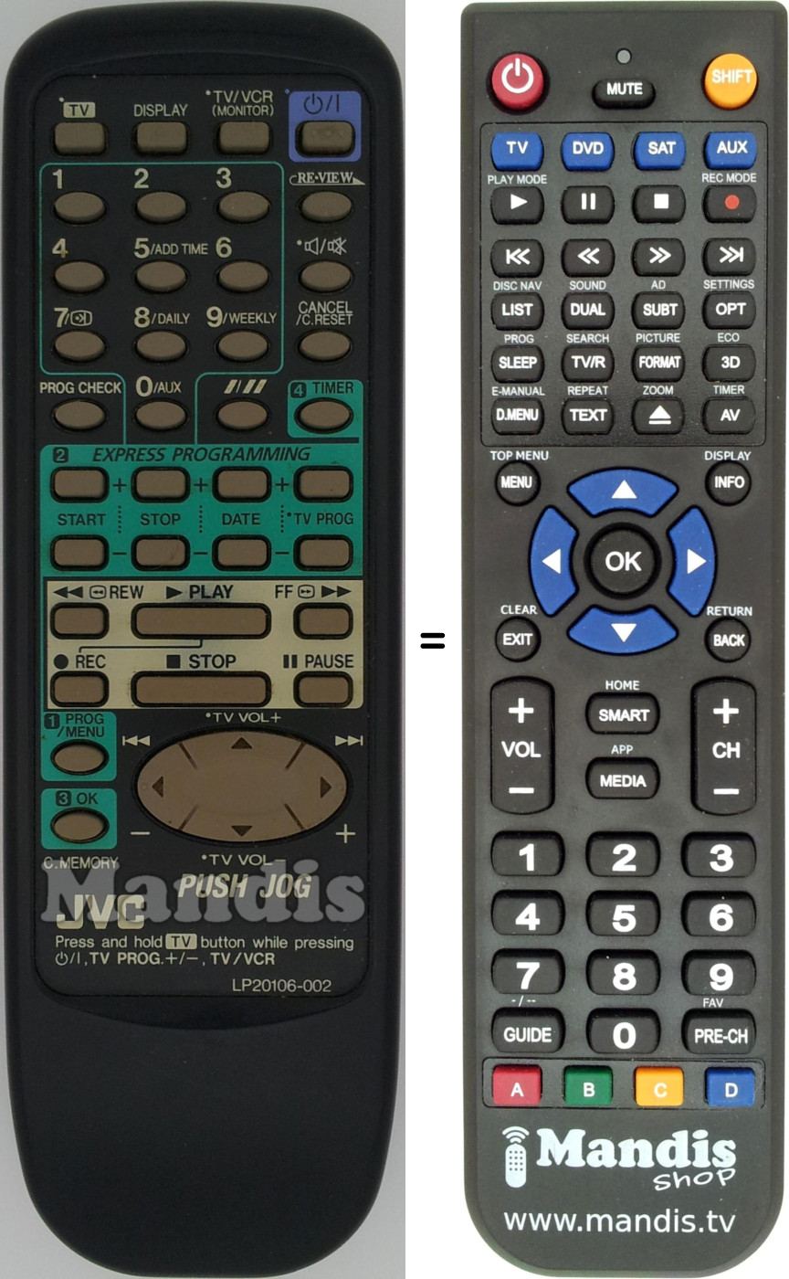 Replacement remote control JVC LP20106002
