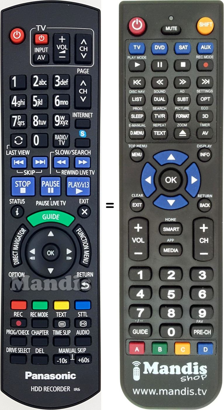 Télécommande équivalente Panasonic N2QAYB000914