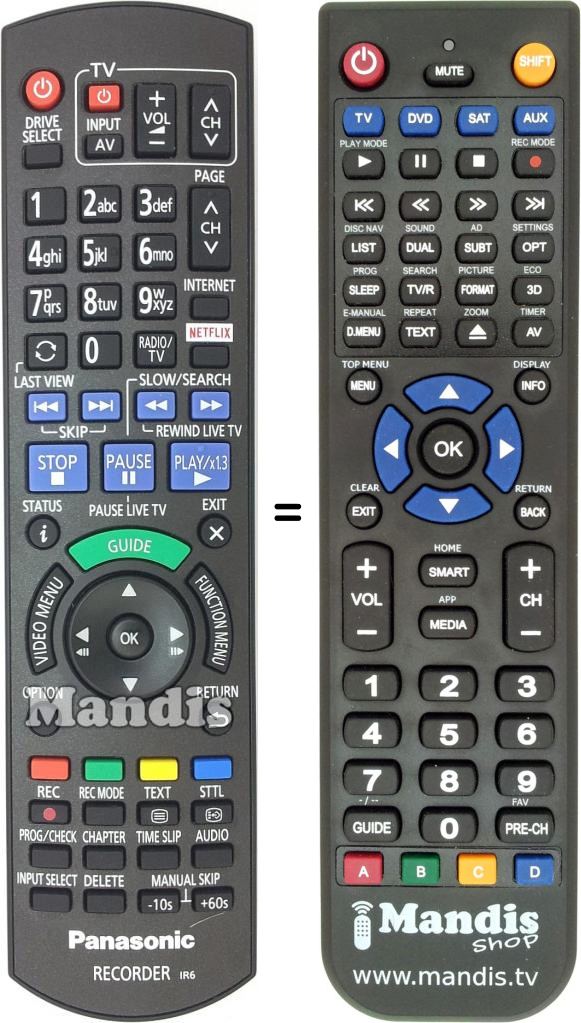 Telecomando equivalente Panasonic N2QAYB001046
