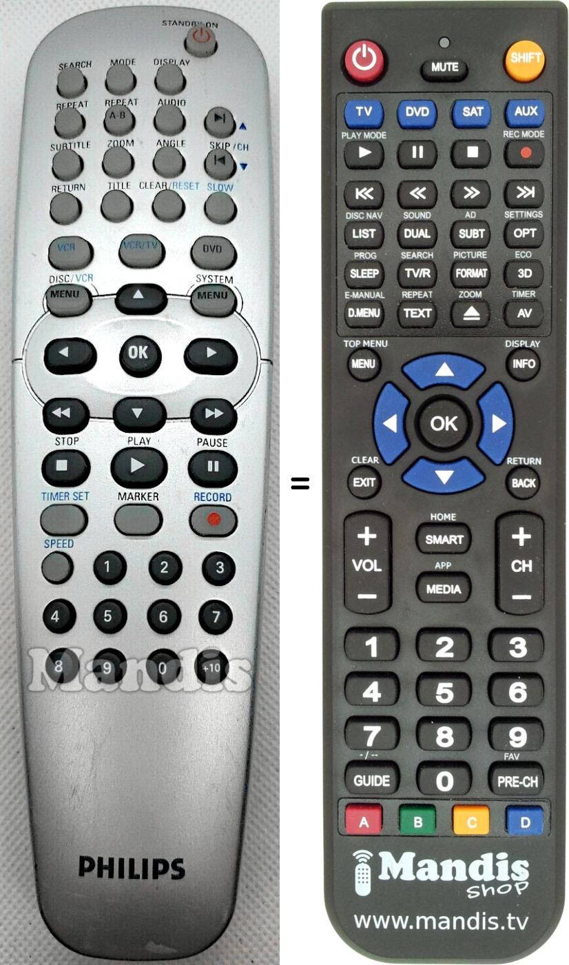 Gleichwertige Fernbedienung Philips NA725UD