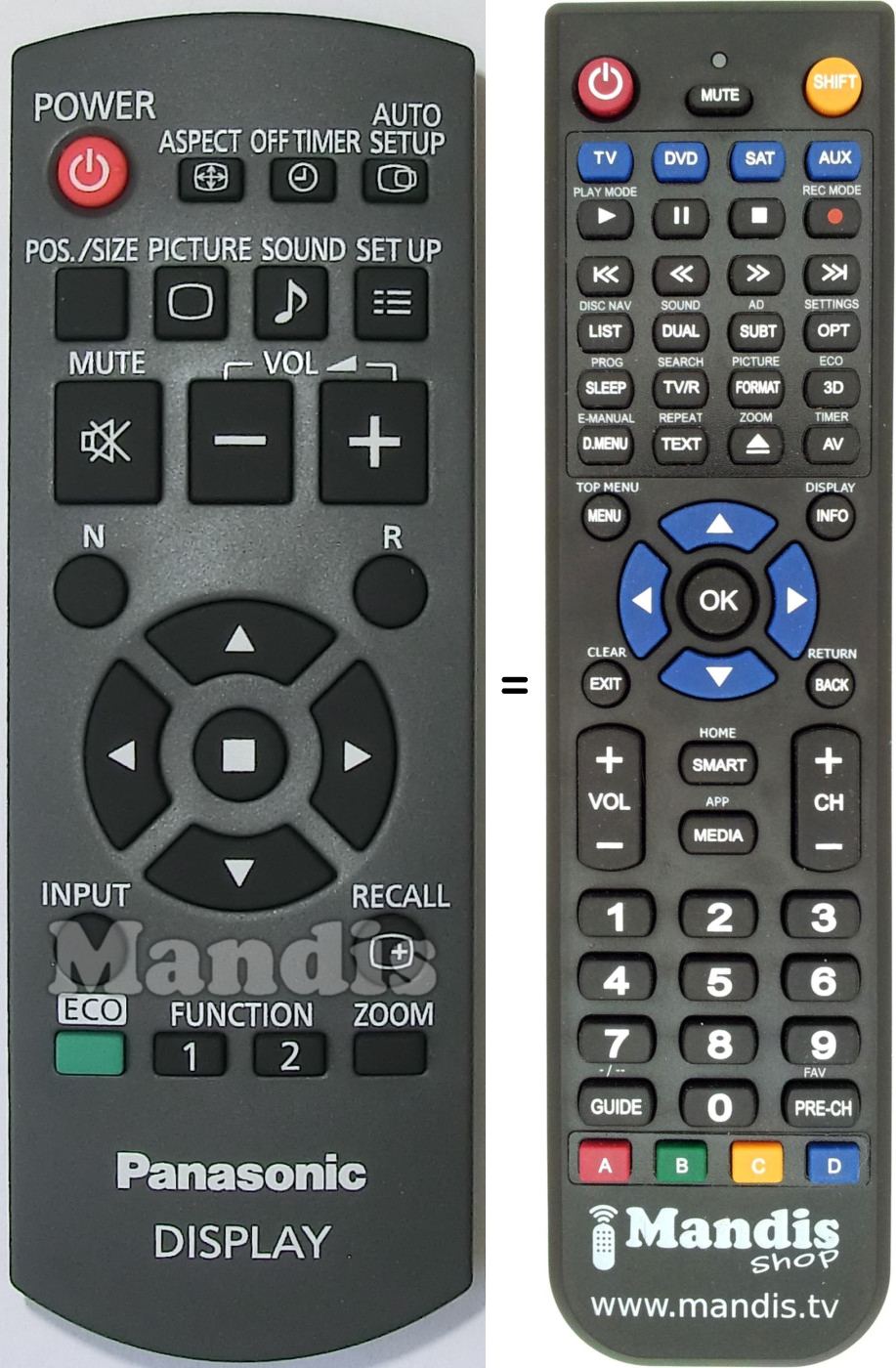 Replacement remote control Panasonic N2QAYB000691