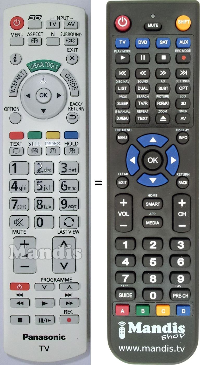 Replacement remote control Panasonic N2QAYB000785