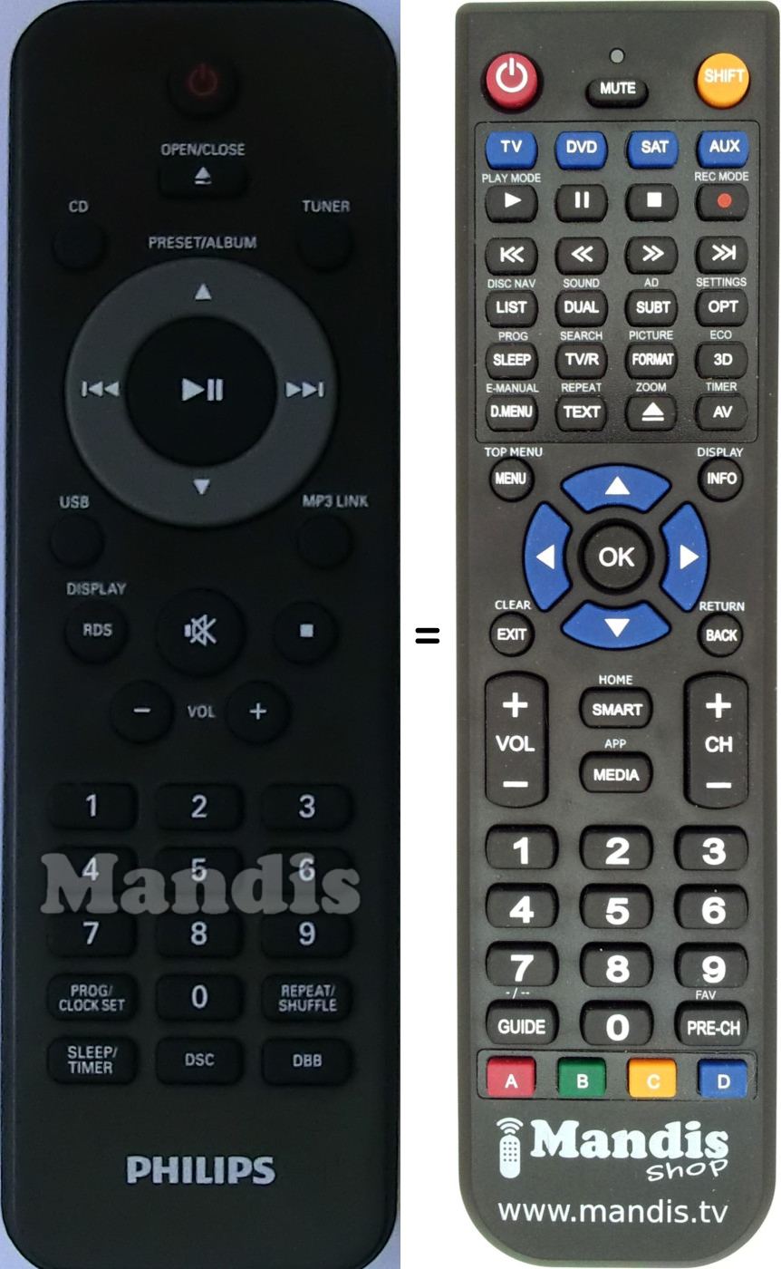 Télécommande équivalente Philips 996510038088