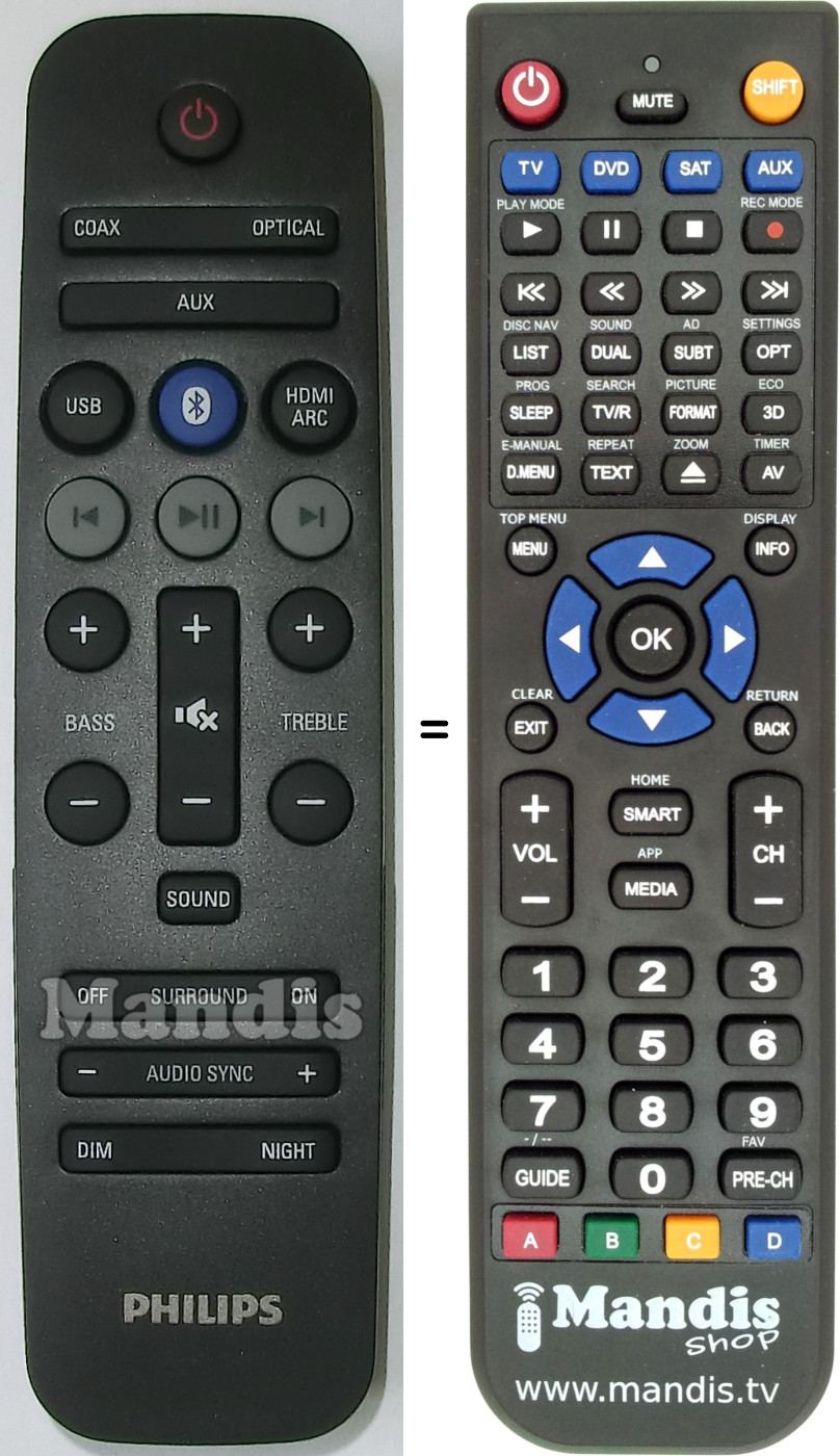 Télécommande équivalente Philips 996580000536