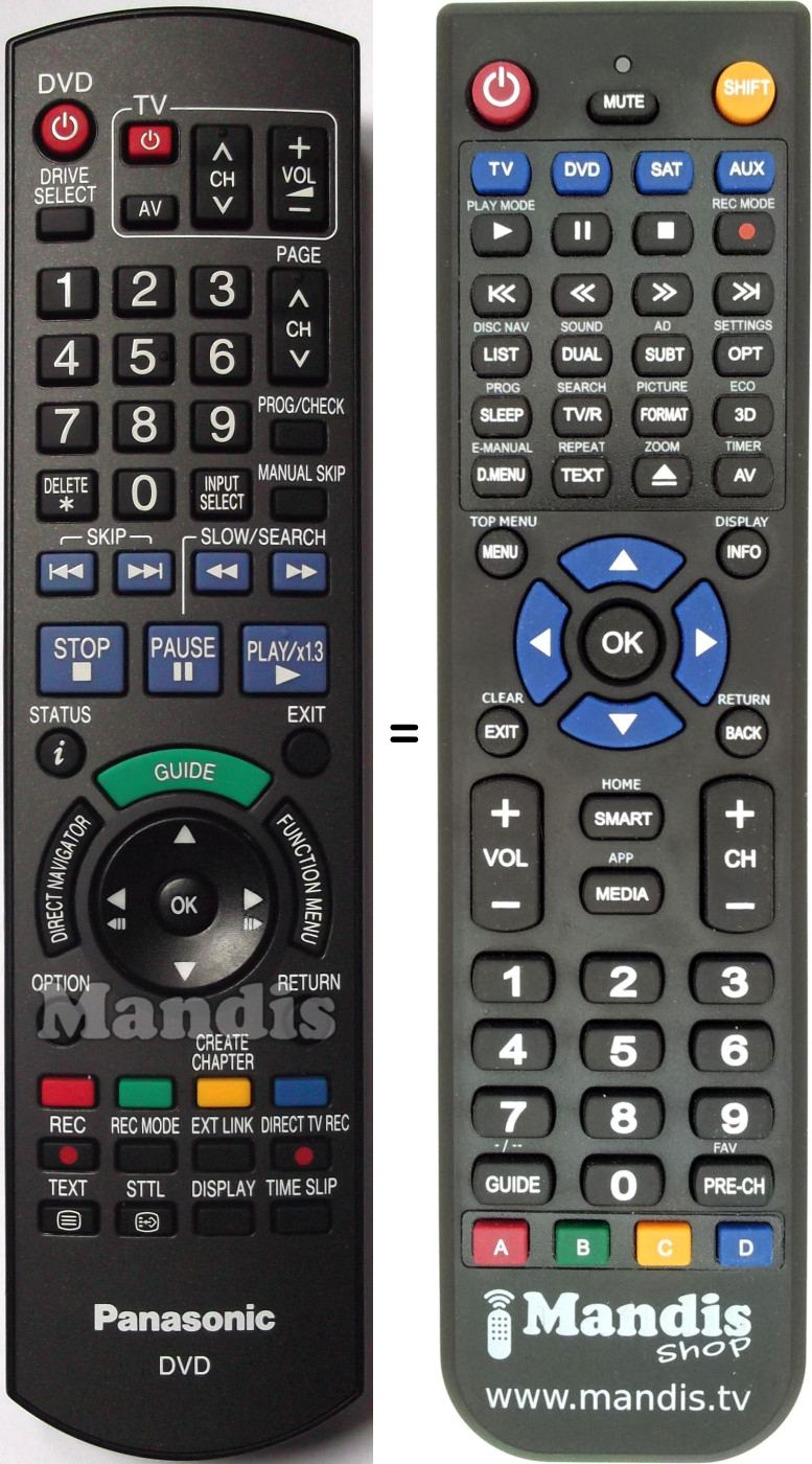 Telecomando equivalente Panasonic N2QAYB000127