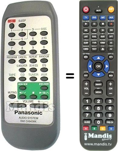 Télécommande équivalente Panasonic RAK-CH945WK