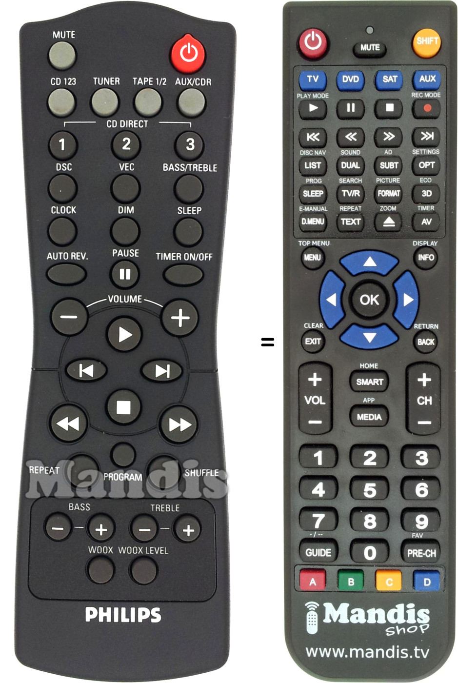 Replacement remote control Philips 313911877741