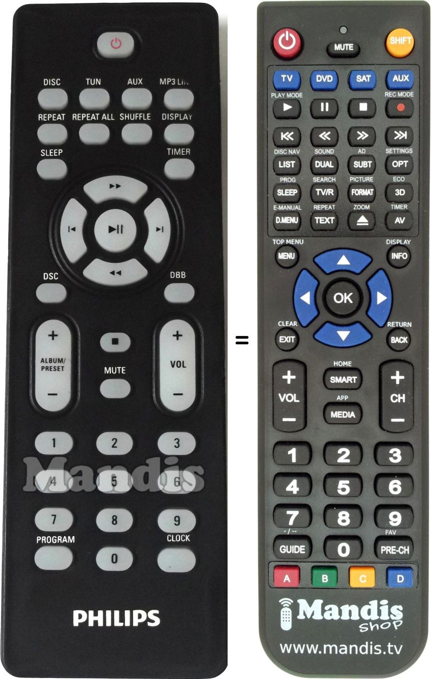 Gleichwertige Fernbedienung Philips 996510053522