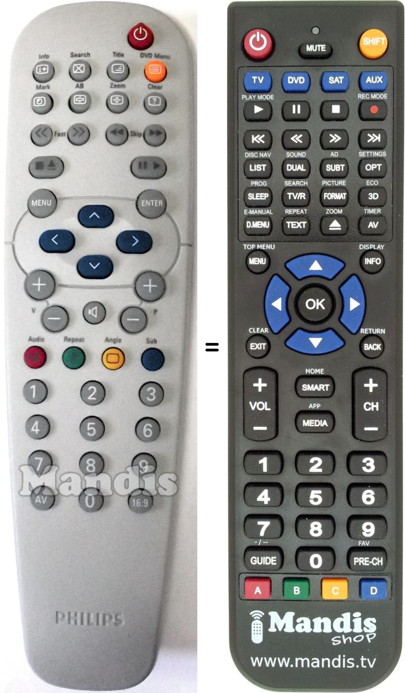 Télécommande équivalente Philips RC19042010-01