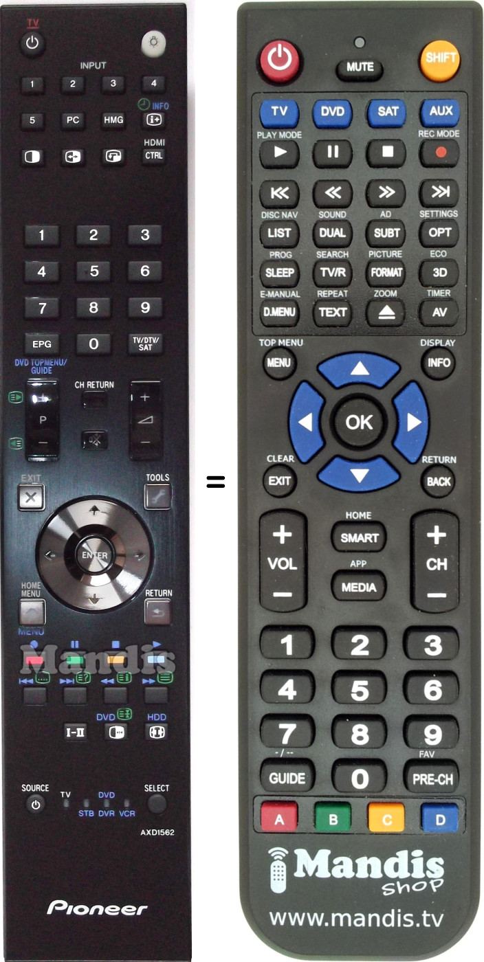 Replacement remote control Pioneer AXD1562