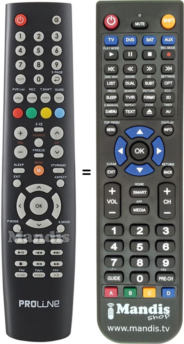 Replacement remote control Proline L3217HDLED