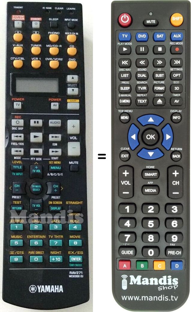 Replacement remote control Yamaha RAV271