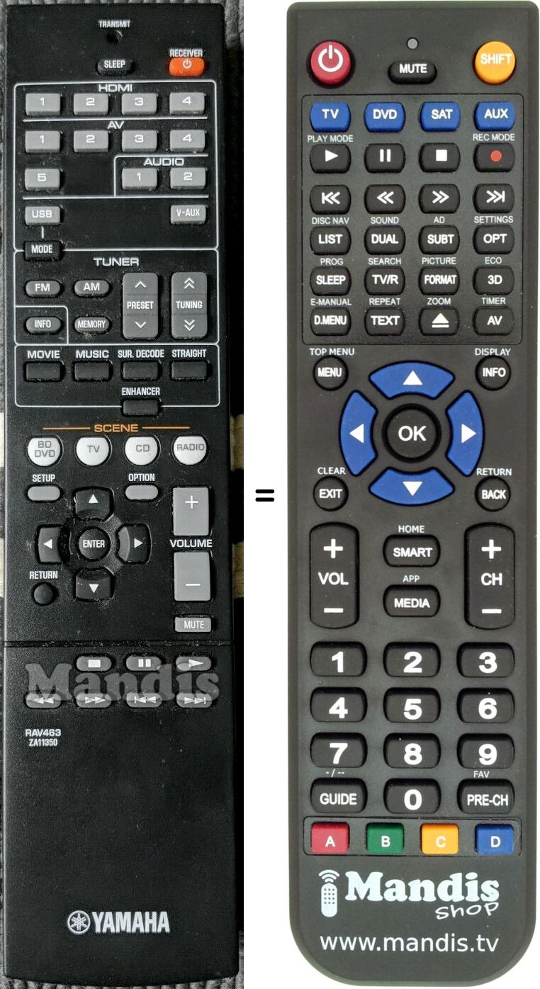 Telecomando equivalente Yamaha RAV463