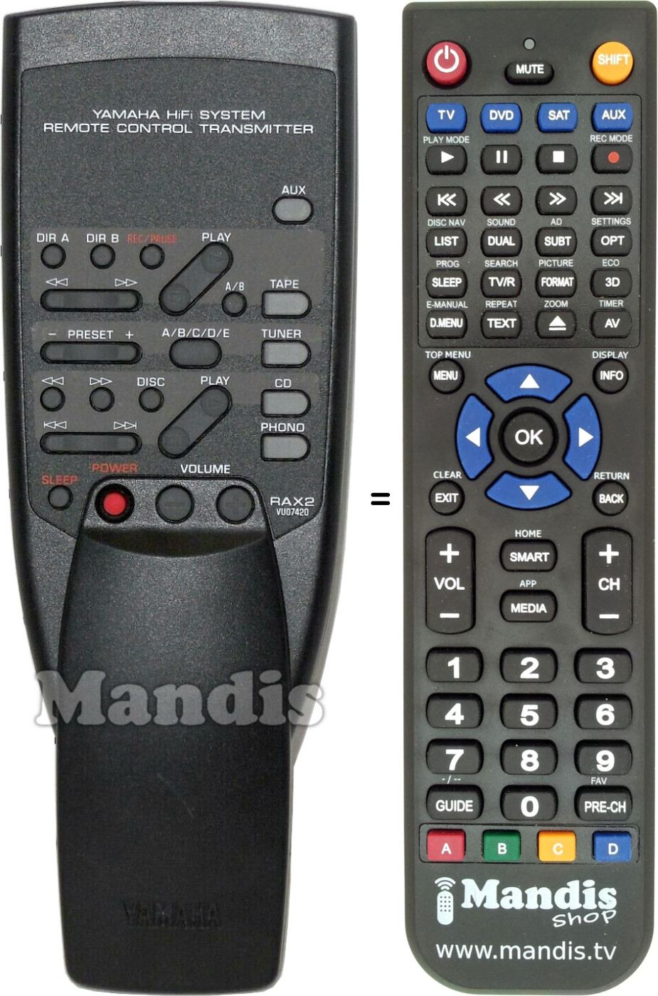 Telecomando equivalente Yamaha RAX2