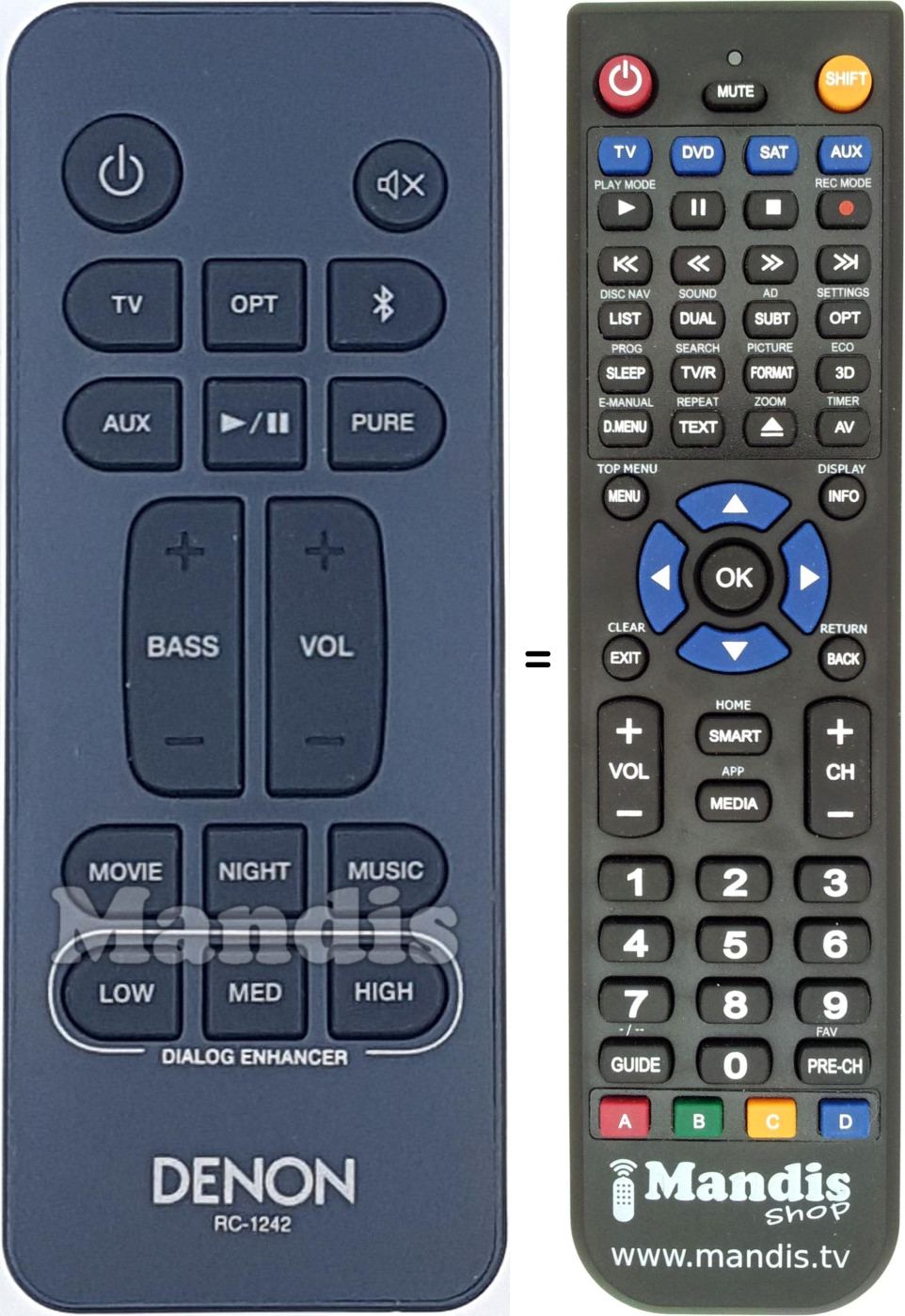 Télécommande équivalente Denon RC-1242