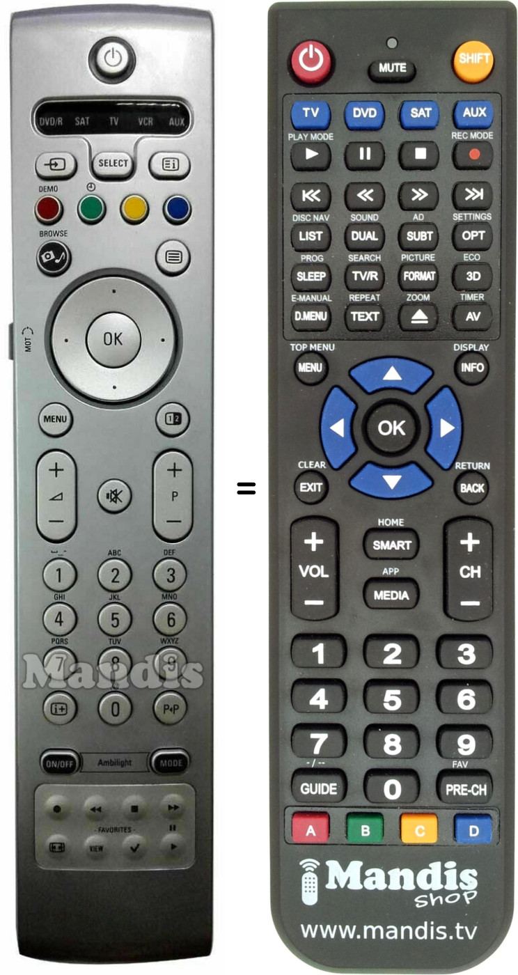 Télécommande équivalente Philips RC4310