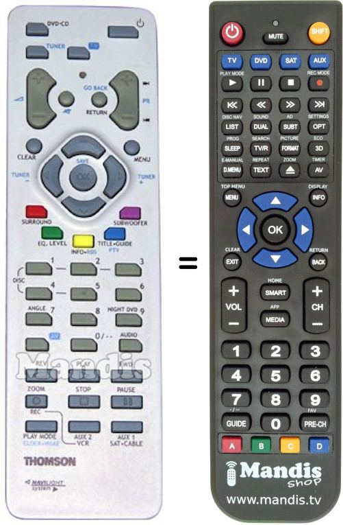Replacement remote control Thomson RCT311AC1