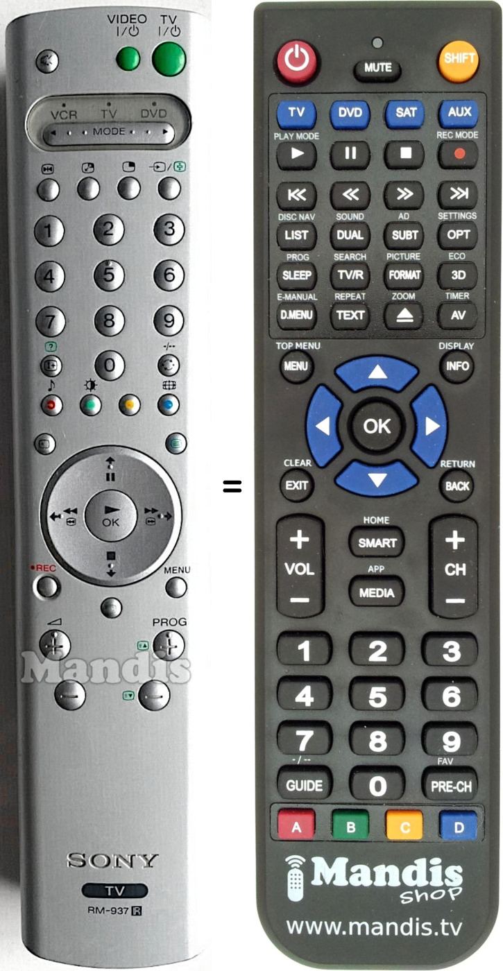 Replacement remote control Sony RM-937